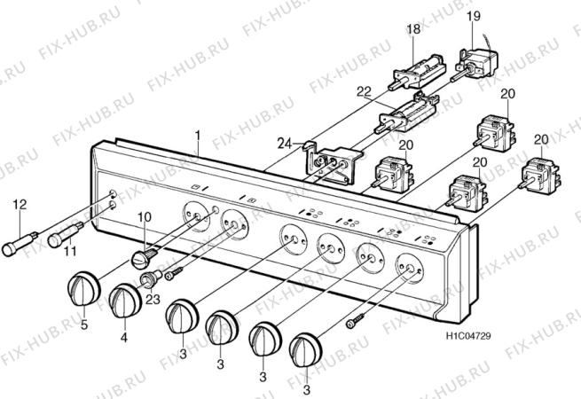 Взрыв-схема комплектующей Elektro Helios SK7137 - Схема узла H10 Control Panel